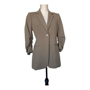 Peace Of Cloth Panticular Ruched Sleeve Beige Women’s Blazer Size 2